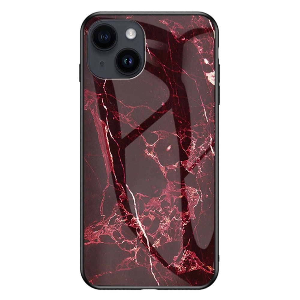 Panssarilasi Kuori iPhone 15 punaista marmoria