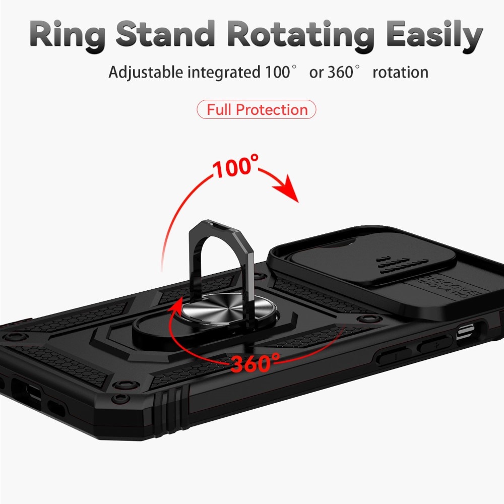 Hybridikuori Tech Ring+Kamerasuojalla iPhone 15 Pro Max musta