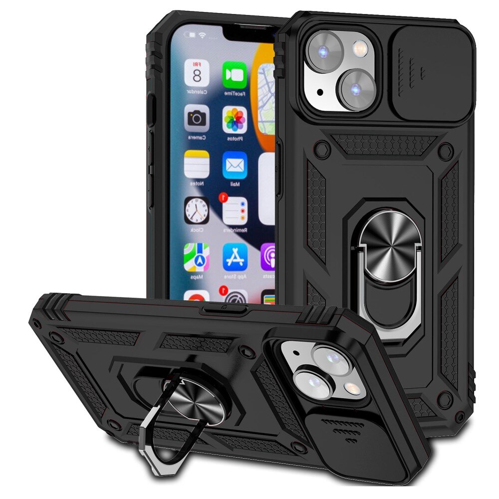Hybridikuori Ring + Kamerasuojalla iPhone 15 Plus Musta