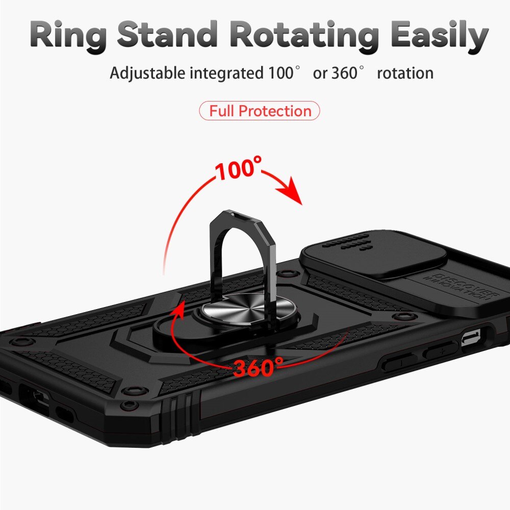 Hybridikuori Tech Ring+Kamerasuojalla iPhone 15 Plus musta