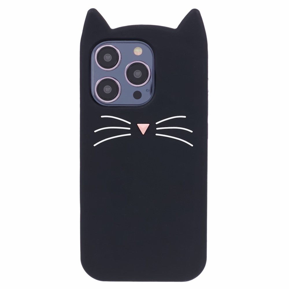 Silikonikuori Kissa iPhone 14 Pro musta