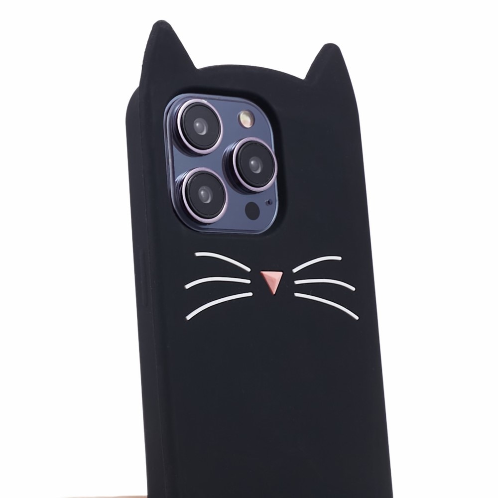 Silikonikuori Kissa iPhone 14 Pro musta