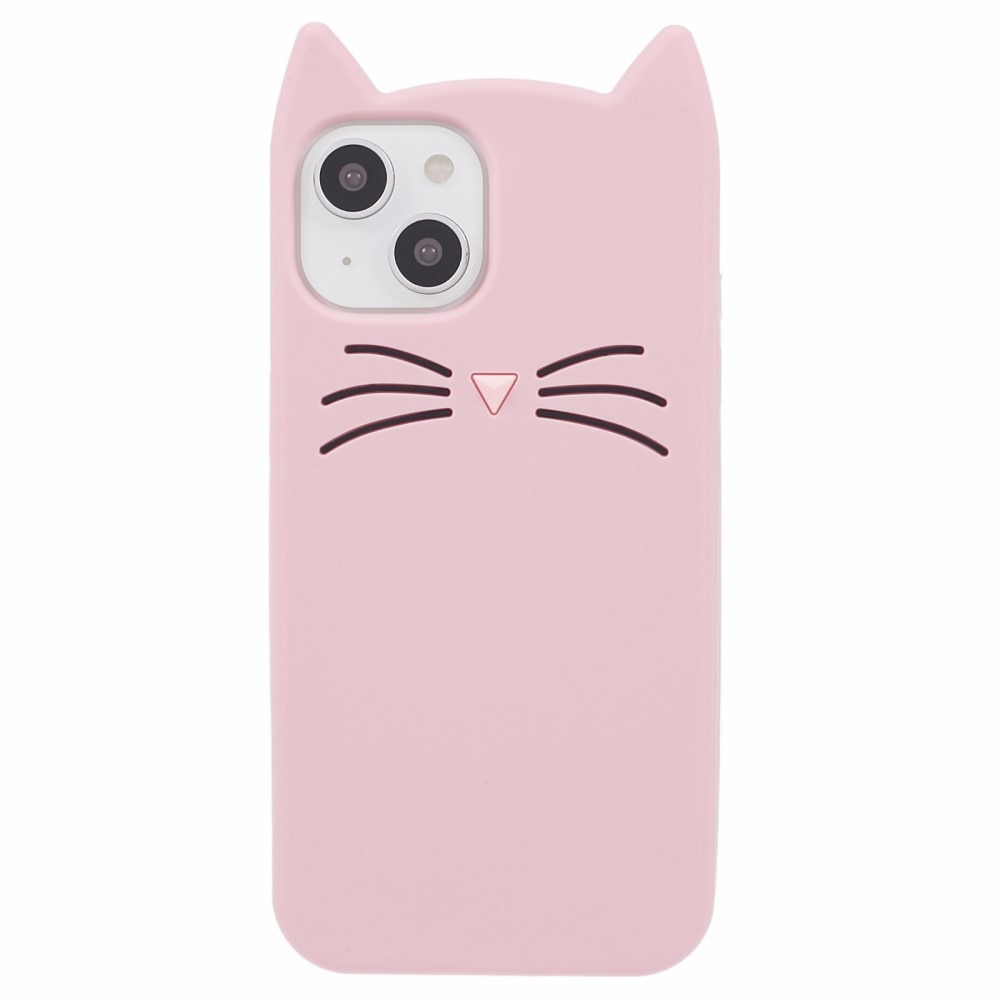 Silikonikuori Kissa iPhone 13 vaaleanpunainen