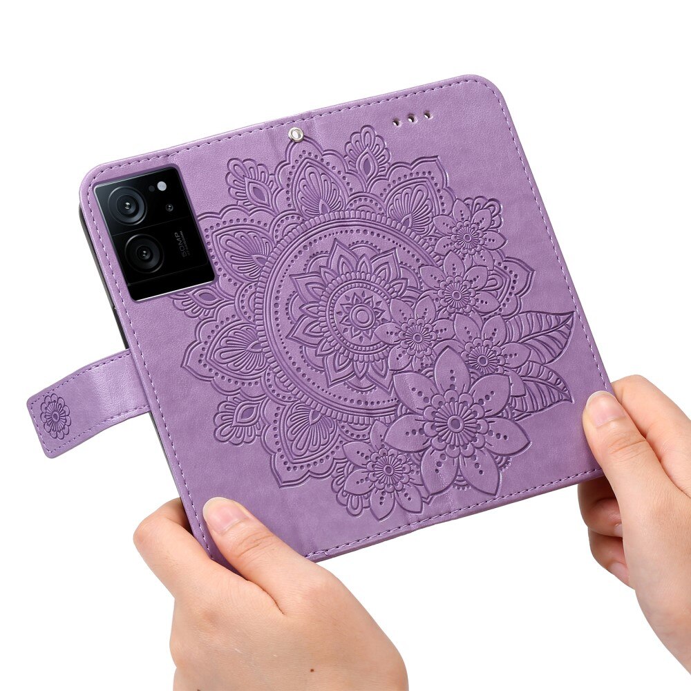 Nahkakotelo Mandala Xiaomi 13T liila