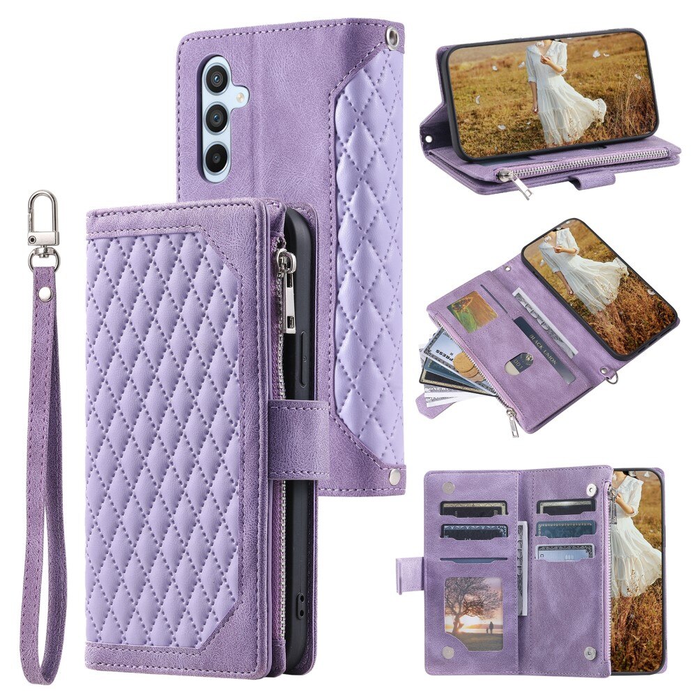 Lompakkolaukku Samsung Galaxy A15 Quilted liila