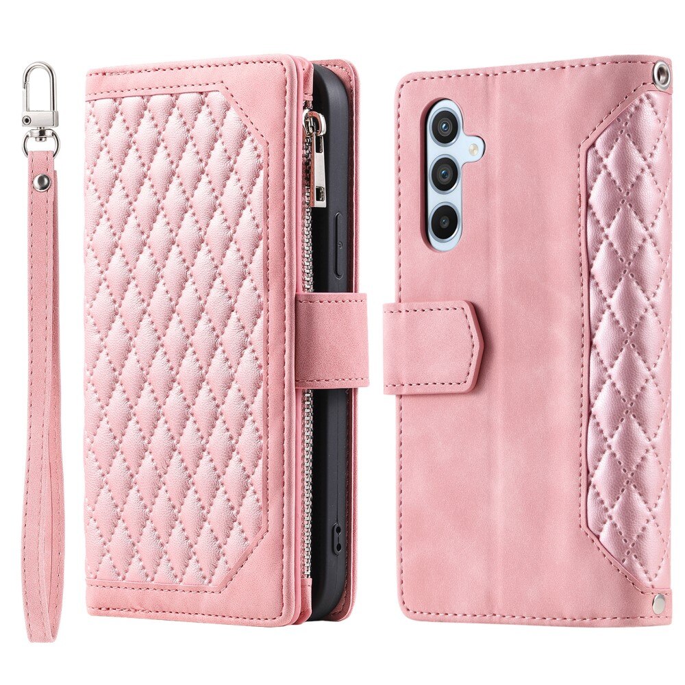 Lompakkolaukku Samsung Galaxy A15 Quilted vaaleanpunainen