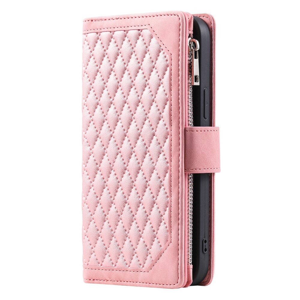 Lompakkolaukku Samsung Galaxy A15 Quilted vaaleanpunainen