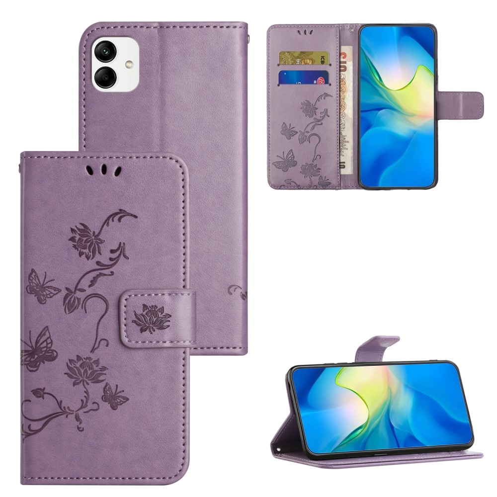 Nahkakotelo Perhonen Motorola Moto G54 Liila