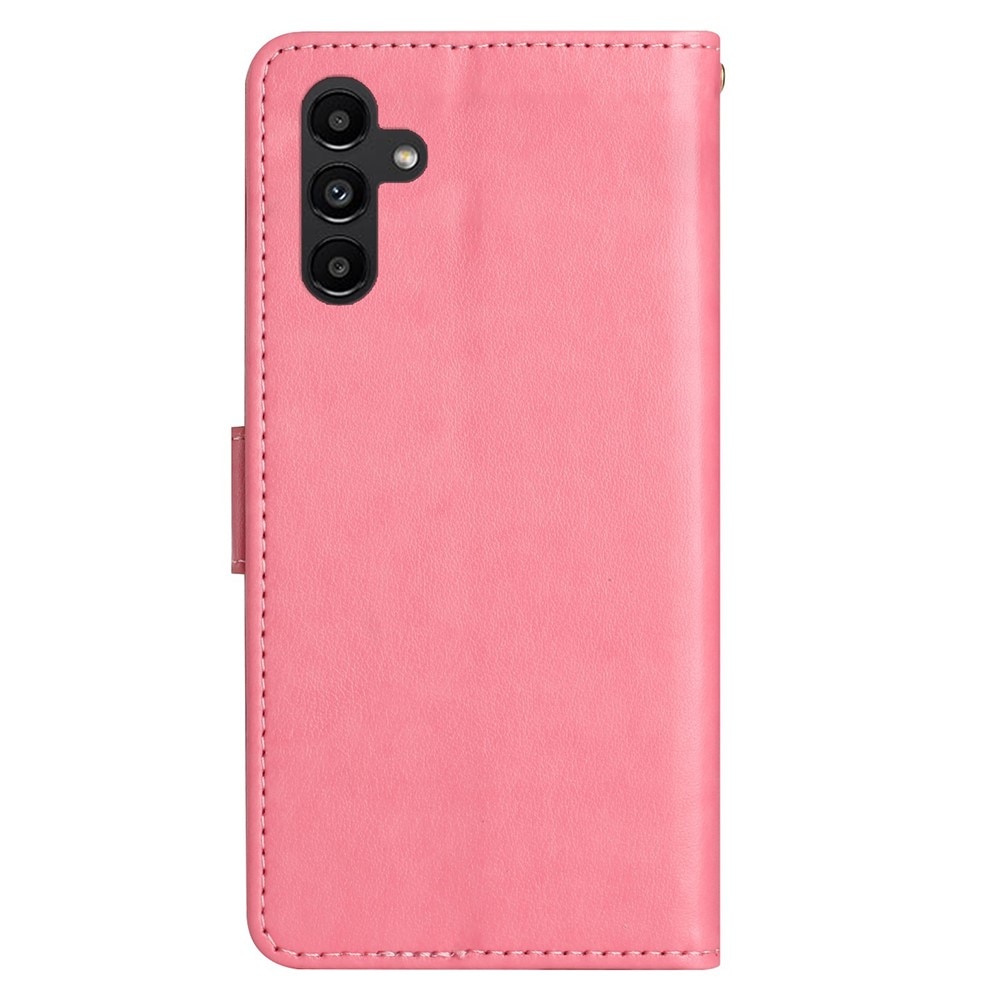 Nahkakotelo Perhonen Samsung Galaxy A25 vaaleanpunainen