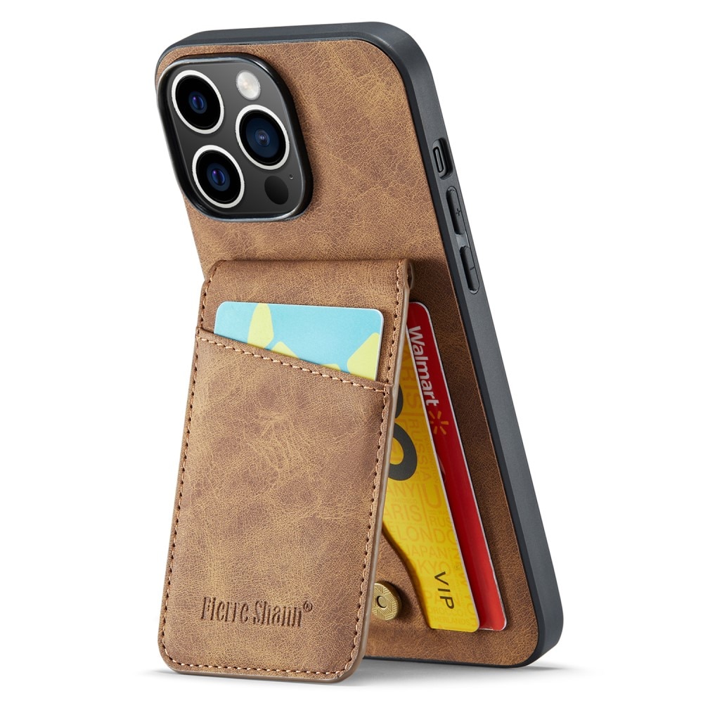 Multi-slot RFID-blocking Kuori iPhone 15 Pro ruskea