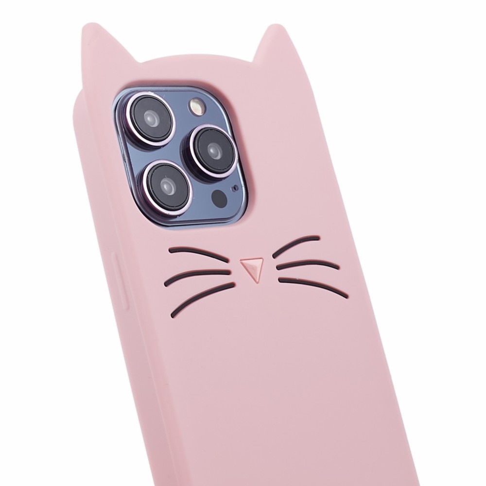 Silikonikuori Kissa iPhone 15 Pro vaaleanpunainen