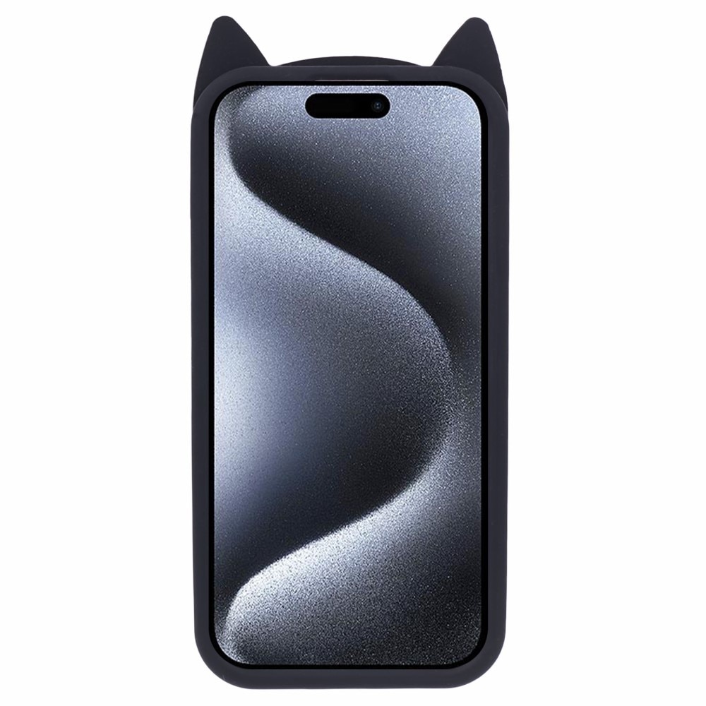 Silikonikuori Kissa iPhone 15 Pro Max musta