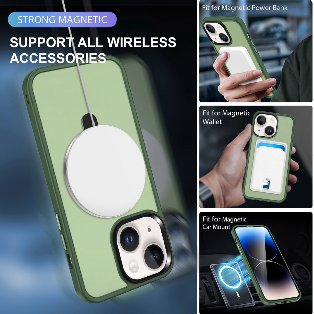 Hybridikuori MagSafe Ring iPhone 15 Plus Vihreä