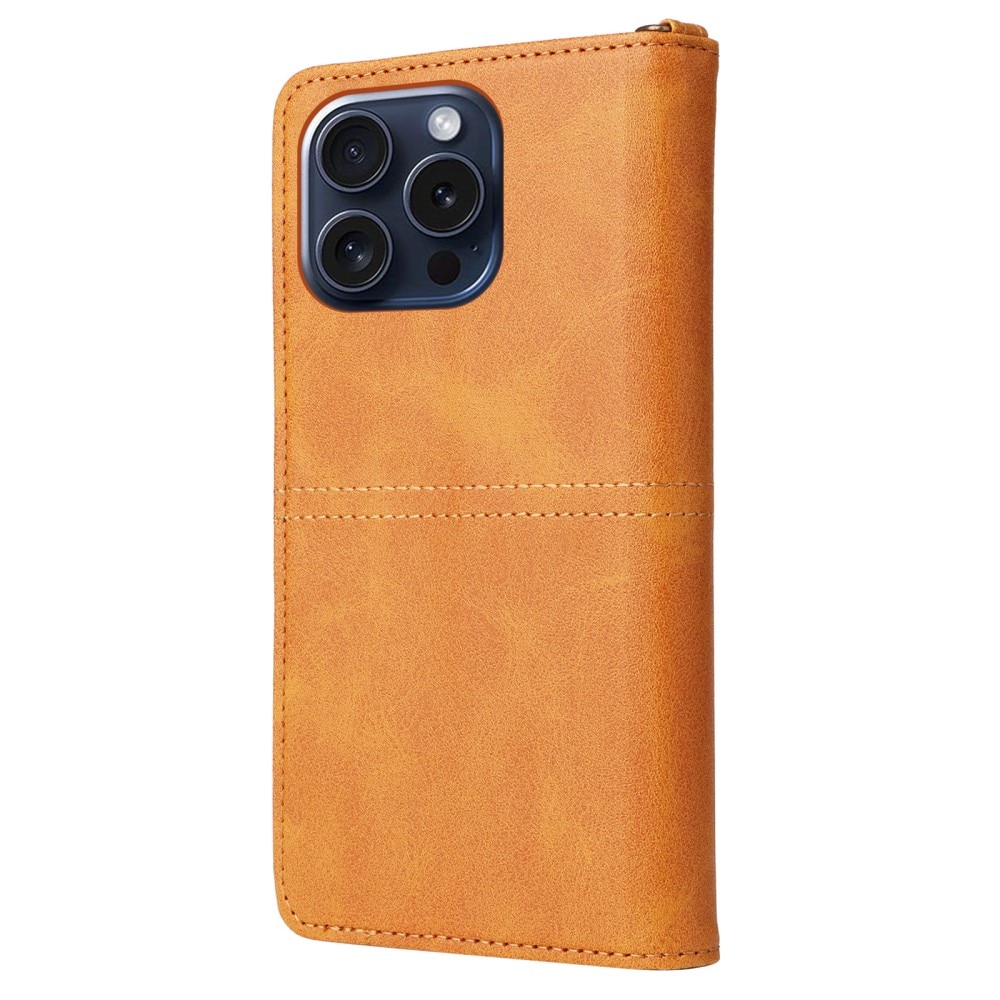 Magnet Leather Wallet iPhone 15 Pro cognac