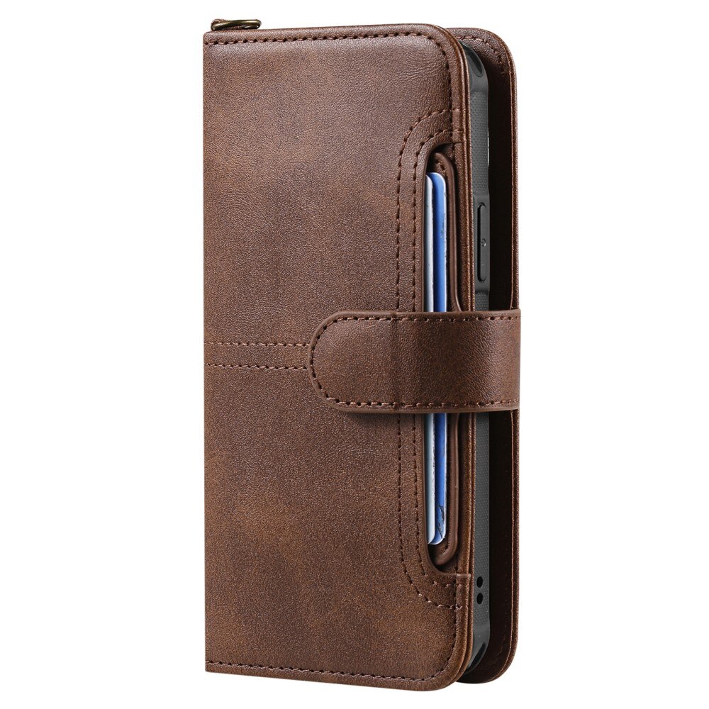 Magnet Leather Wallet iPhone 15 ruskea