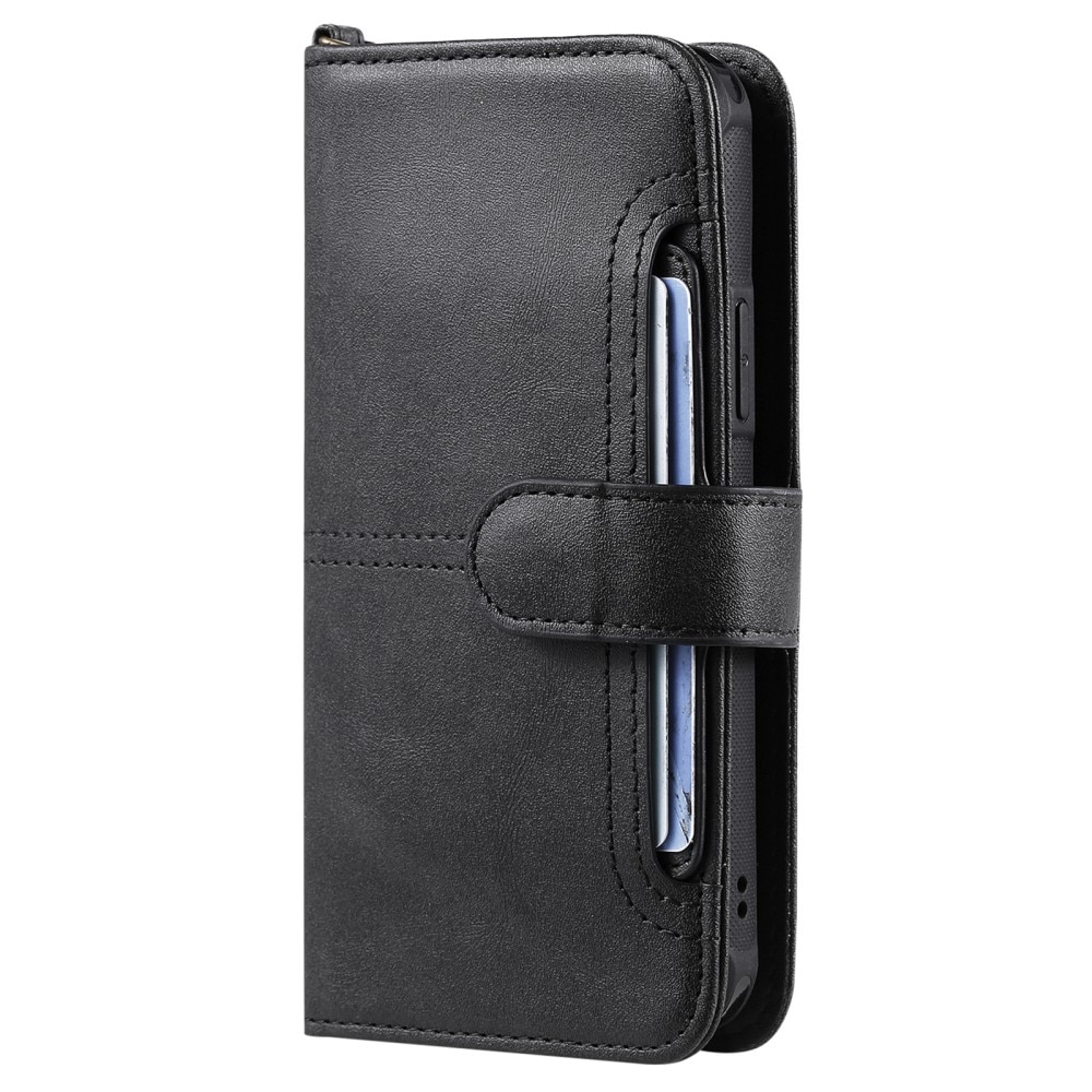 Magnet Leather Wallet iPhone 15 musta