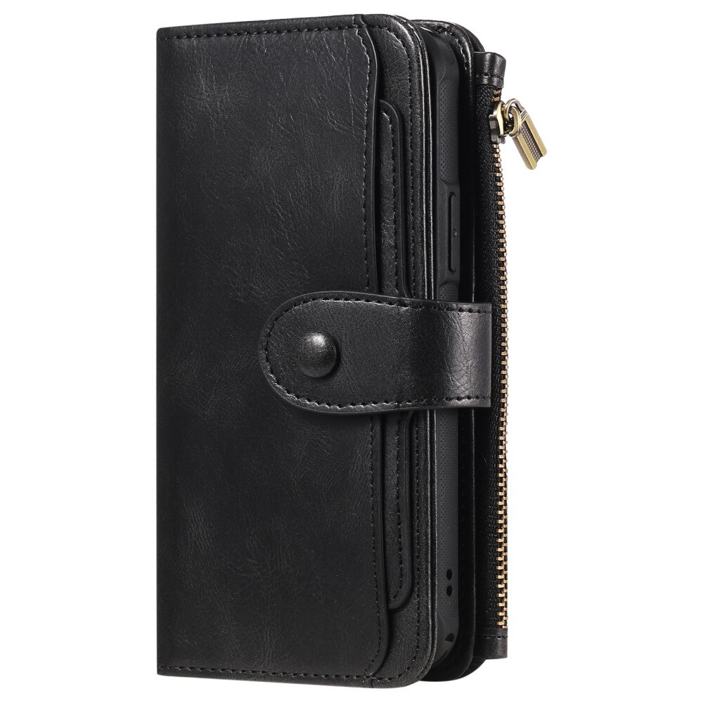 Magnet Leather Multi-Wallet iPhone 15 musta