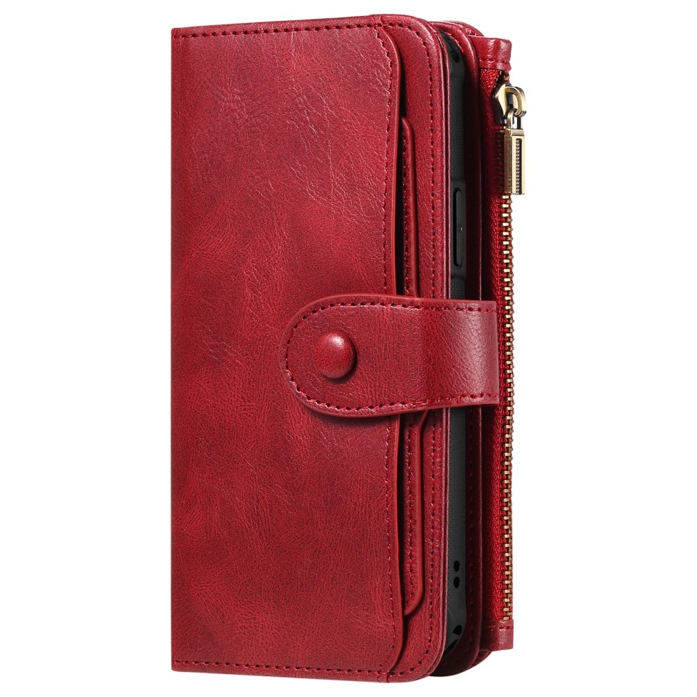 Magnet Leather Multi-Wallet iPhone 15 Pro punainen