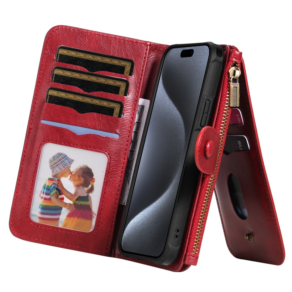 Magnet Leather Multi-Wallet iPhone 15 Pro punainen