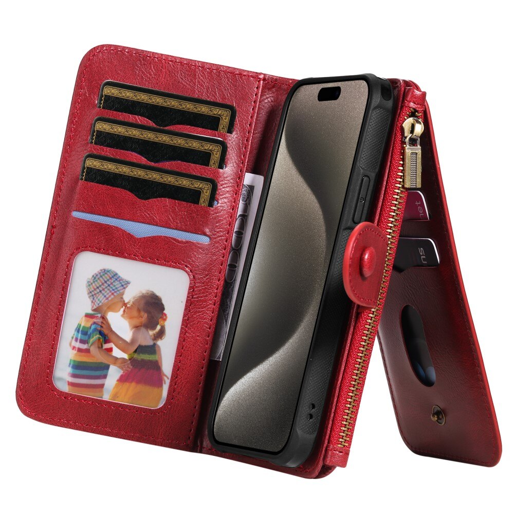 Magnet Leather Multi-Wallet iPhone 15 Pro Max punainen