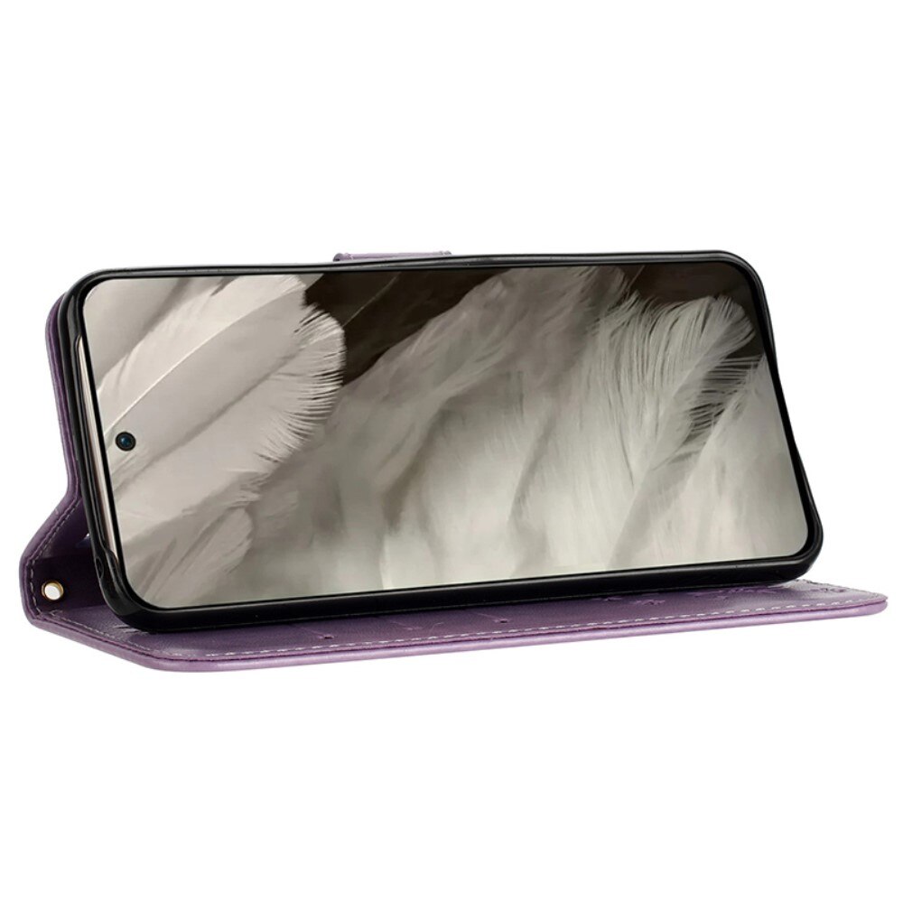 Nahkakotelo Perhonen Google Pixel 8 Liila