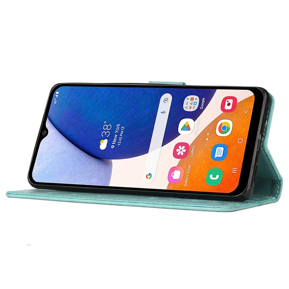 Nahkakotelo Perhonen Samsung Galaxy A15 vihreä