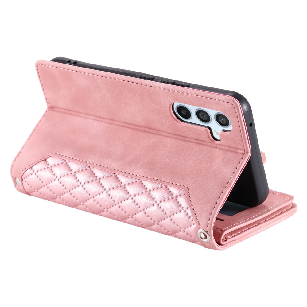 Lompakkolaukku Samsung Galaxy S24 Plus Quilted vaaleanpunainen
