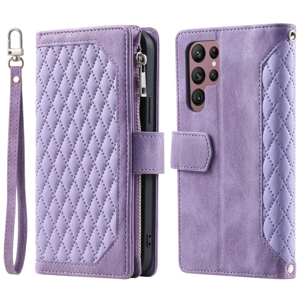 Lompakkolaukku Samsung Galaxy S24 Ultra Quilted liila