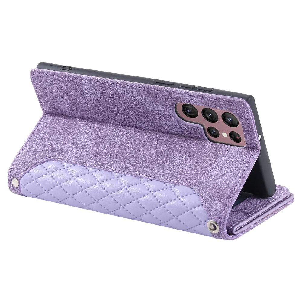 Lompakkolaukku Samsung Galaxy S24 Ultra Quilted liila