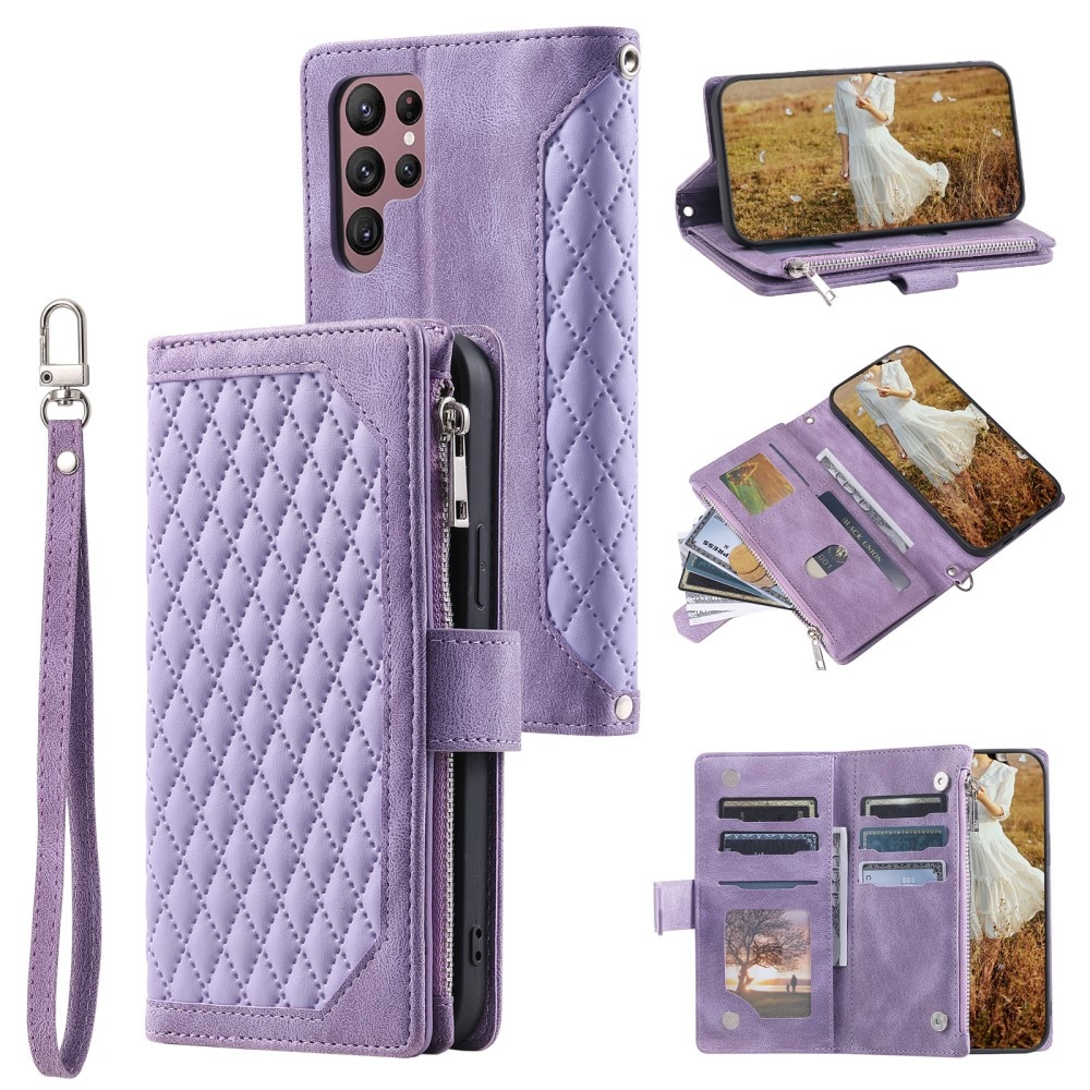 Lompakkolaukku Samsung Galaxy S24 Ultra Quilted liila