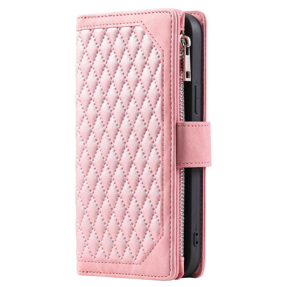 Lompakkolaukku Samsung Galaxy S24 Ultra Quilted vaaleanpunainen