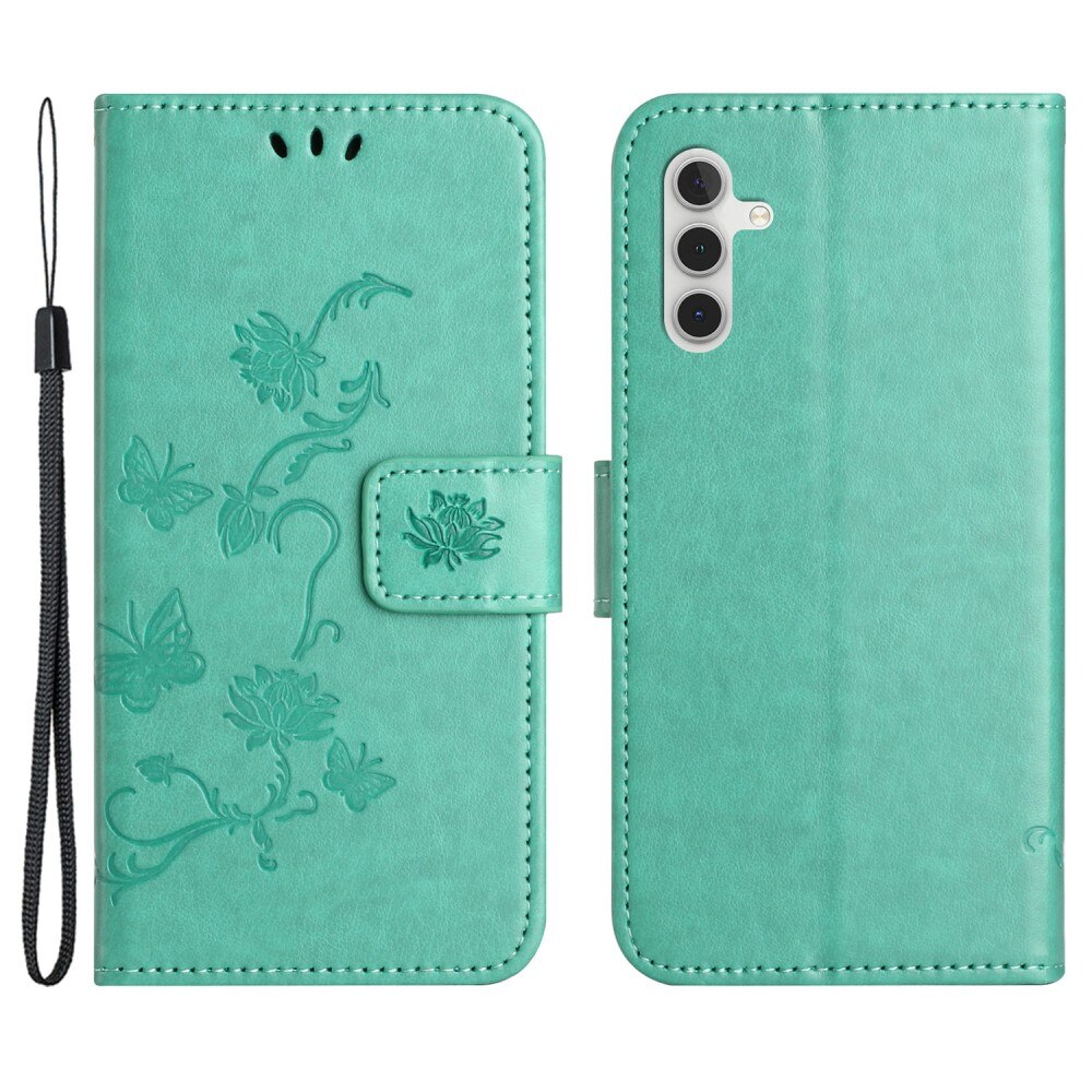 Nahkakotelo Perhonen Samsung Galaxy S24 Vihreä