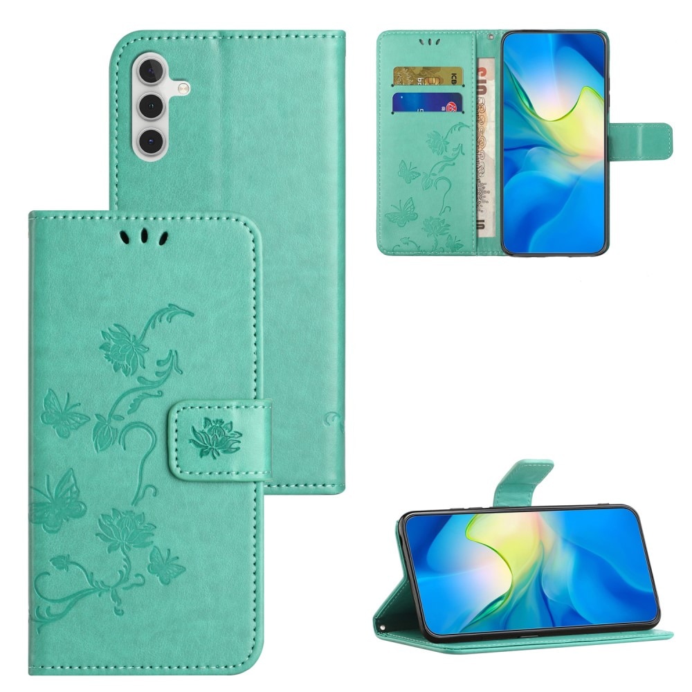 Nahkakotelo Perhonen Samsung Galaxy S24 Vihreä