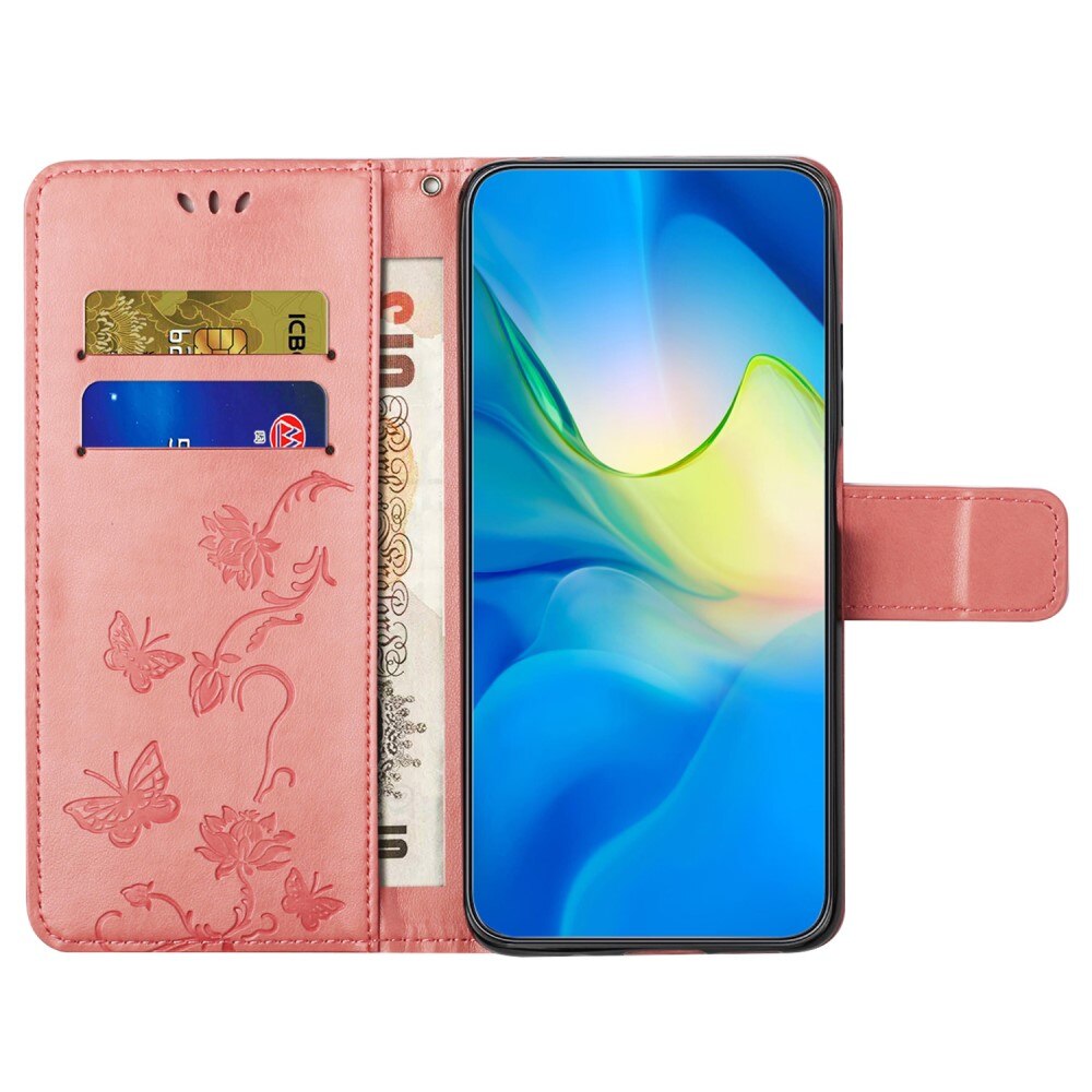 Nahkakotelo Perhonen Samsung Galaxy S24 Vaaleanpunainen