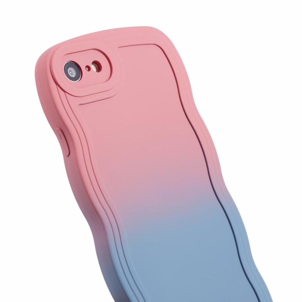 Wavy Edge Kuori iPhone SE (2020) vaaleanpunainen/sininen ombre
