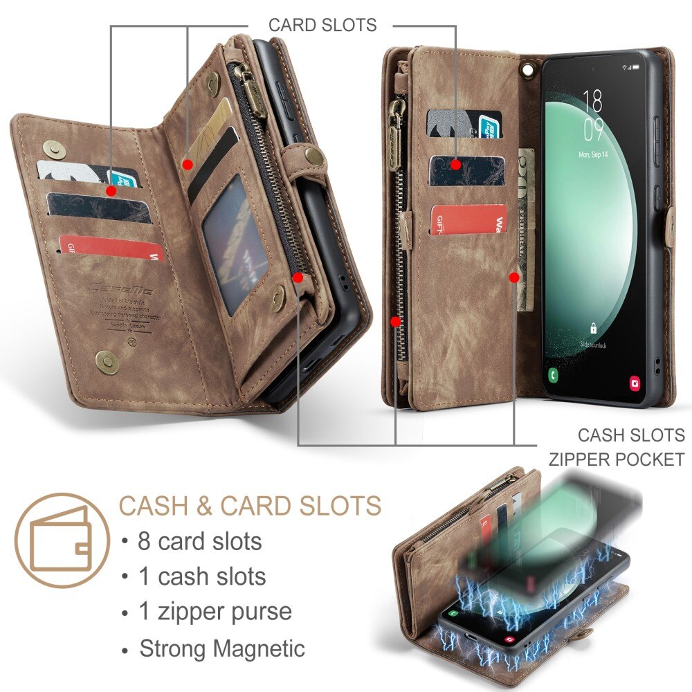 Multi-slot Suojakotelo Samsung Galaxy S23 FE Ruskea