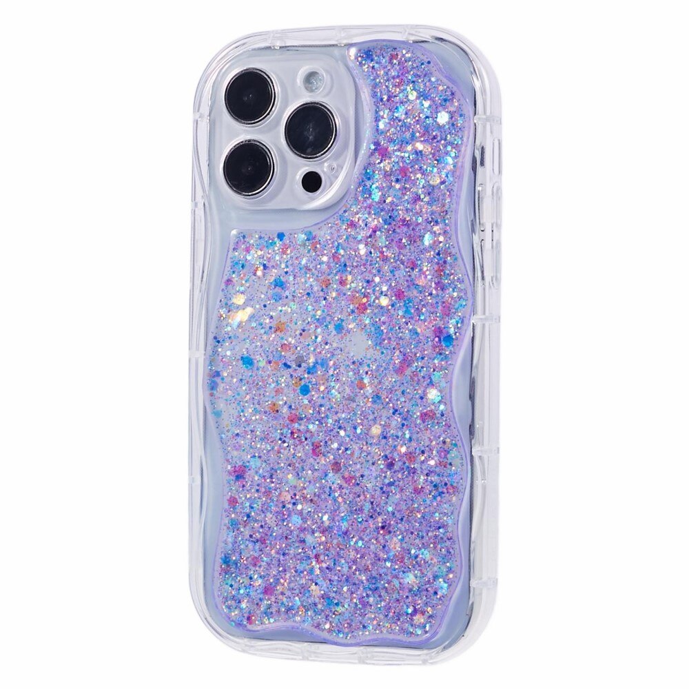 Wavy Glitterikuori iPhone 12 Pro liila