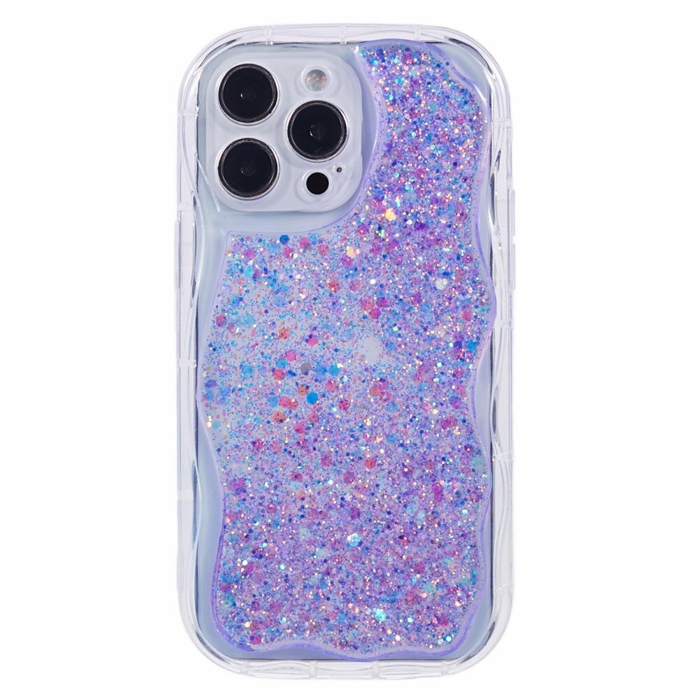 Wavy Glitterikuori iPhone 12 Pro liila