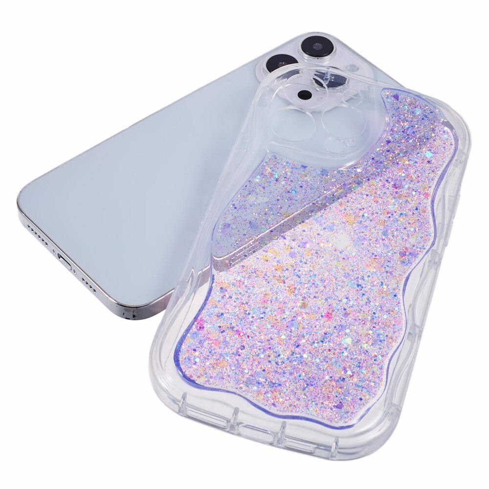 Wavy Glitterikuori iPhone 12 Pro liila