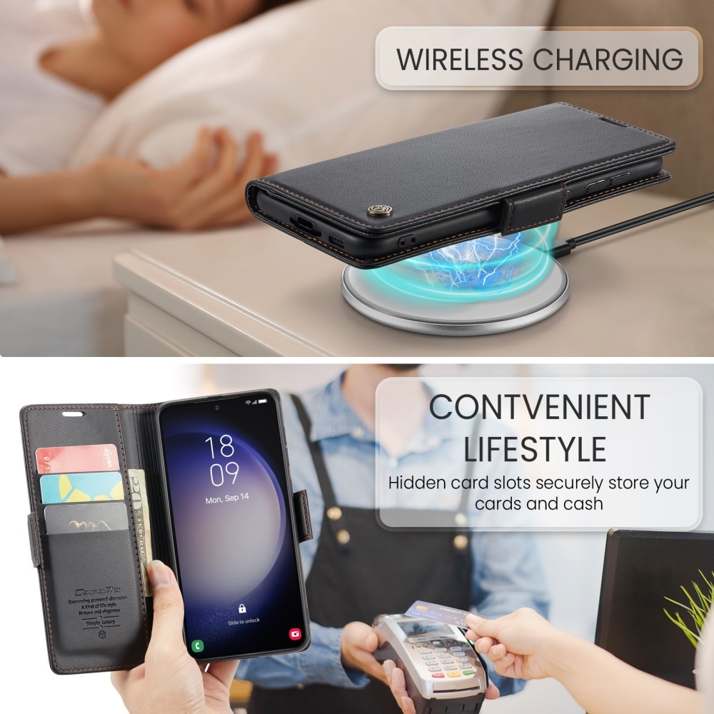 RFID Slim Lompakkokotelo Samsung Galaxy S24 Plus Musta