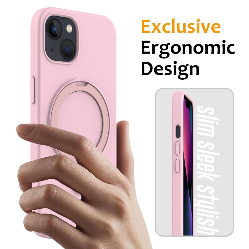 Silikonikuori Kickstand MagSafe iPhone 13 vaaleanpunainen