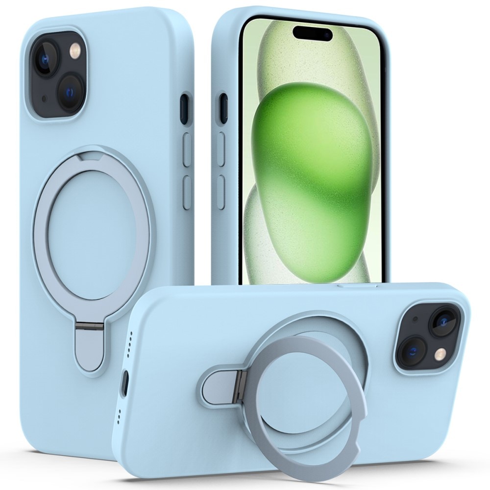 Silikonikuori Kickstand MagSafe iPhone 15 sininen