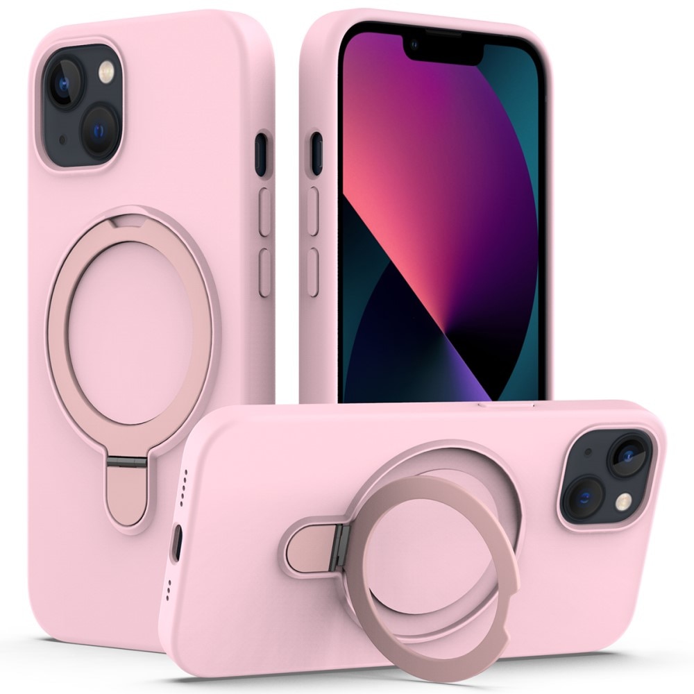 Silikonikuori Kickstand MagSafe iPhone 14 vaaleanpunainen