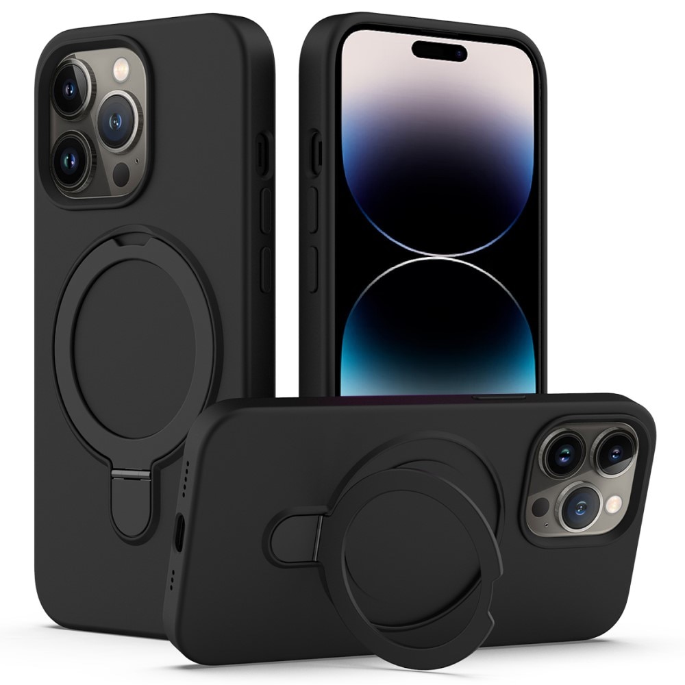 Silikonikuori Kickstand MagSafe iPhone 14 Pro musta