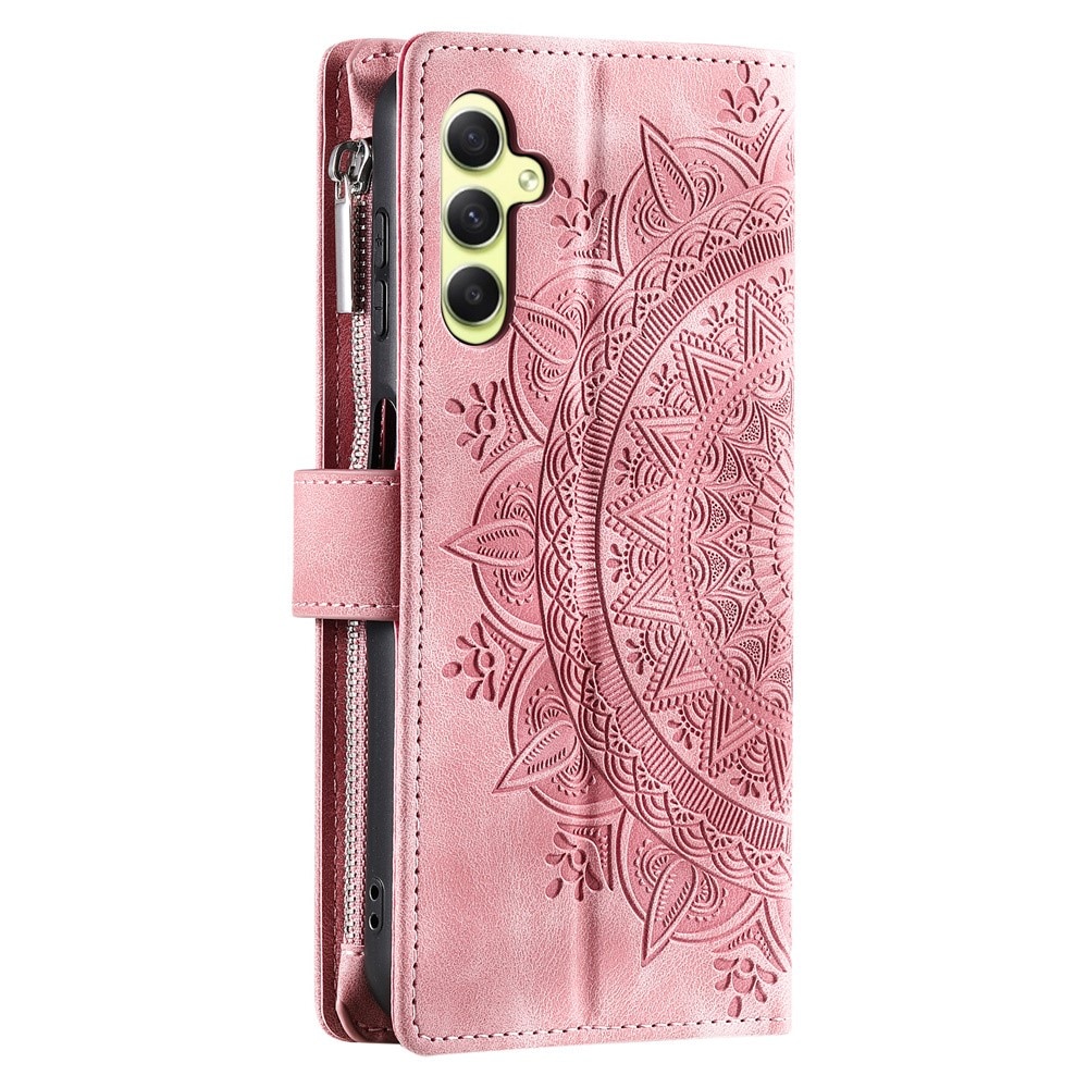 Lompakkolaukku Samsung Galaxy A55 Mandala vaaleanpunainen