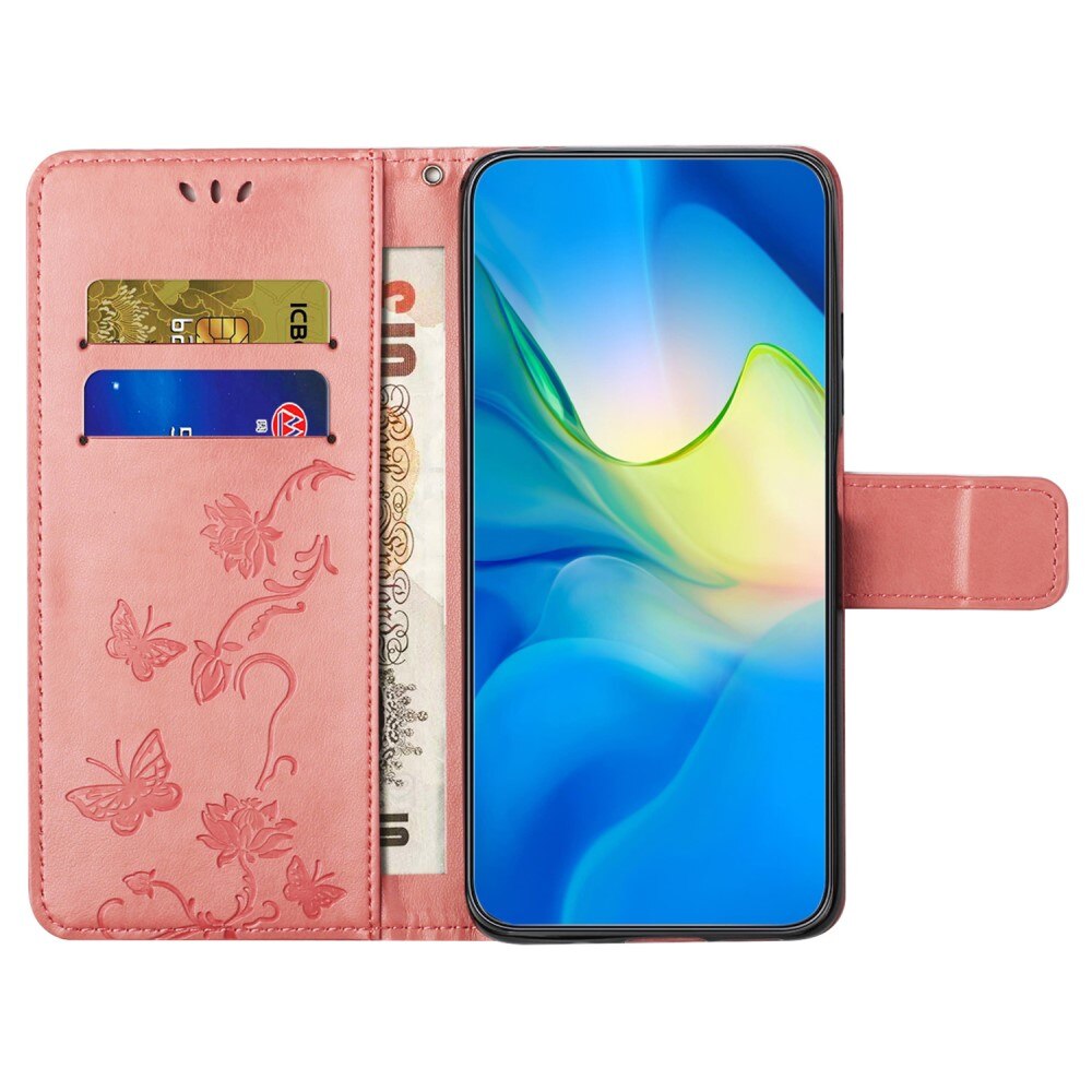 Nahkakotelo Perhonen Samsung Galaxy A55 Vaaleanpunainen