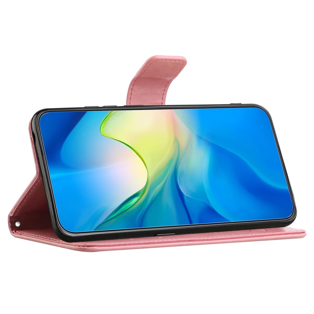Nahkakotelo Perhonen Samsung Galaxy A55 vaaleanpunainen