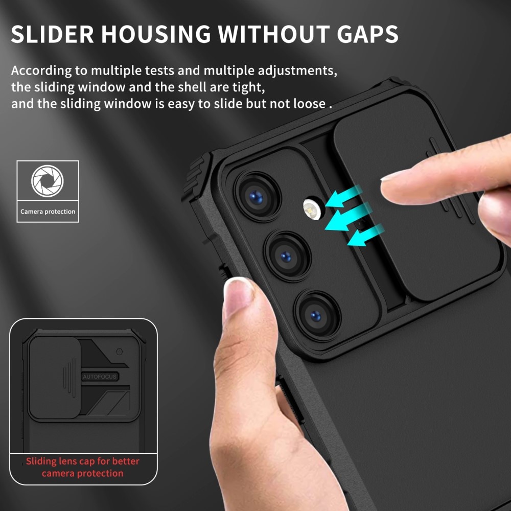 Samsung Galaxy S24 Kickstand Kotelo Kamerasuojalla musta