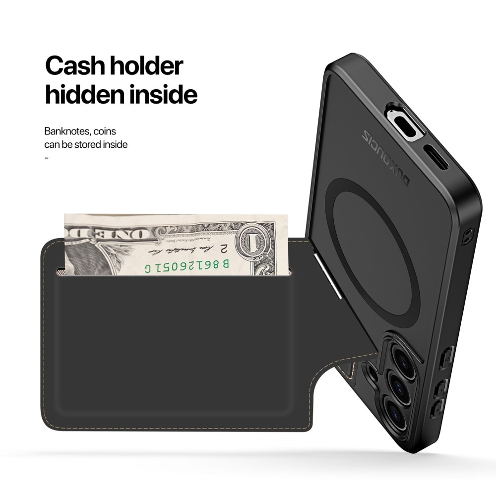 Rafi Series RFID MagSafe Wallet Stand Case Samsung Galaxy S24 musta
