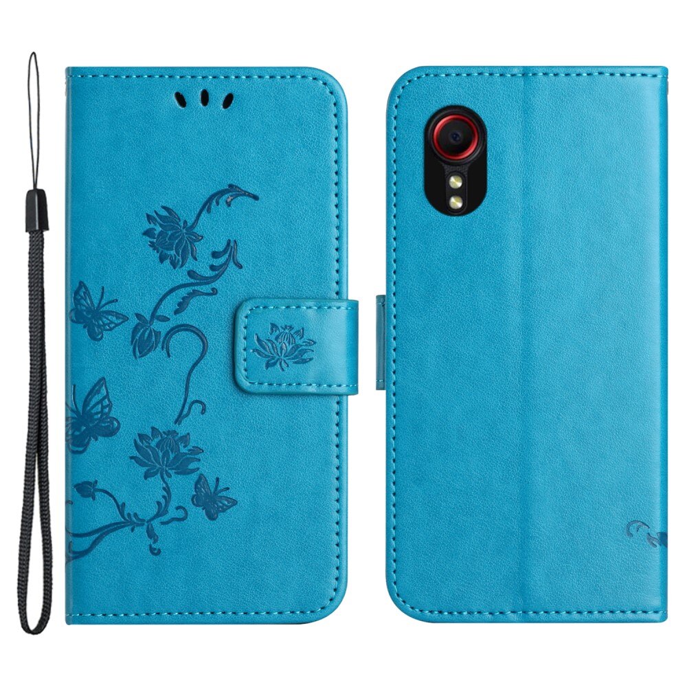 Nahkakotelo Perhonen Samsung Galaxy Xcover 7 Sininen